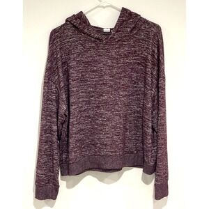 Gap Cropped Hoodie Red / Maroon Women's Size Large Sweatshirt Stretch Space Dye